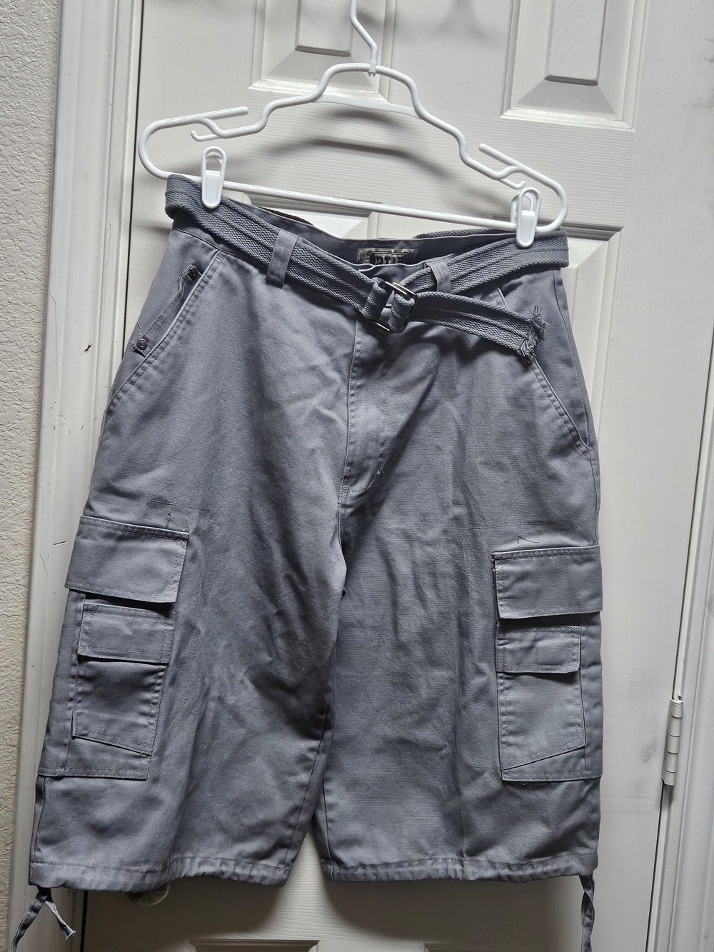 BTL Gray Men’s Cargo Shorts Size 32 - Belted Drawstring Y2K Streetwear